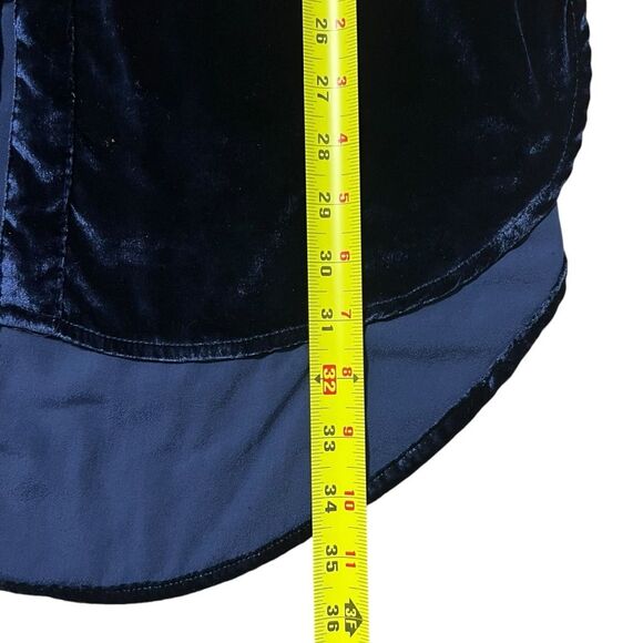 Maeve Anthropologie Blue Crushed Velvet Tunic Tie-Neck Size 2 Fairy Whimsigoth - Picture 7 of 9